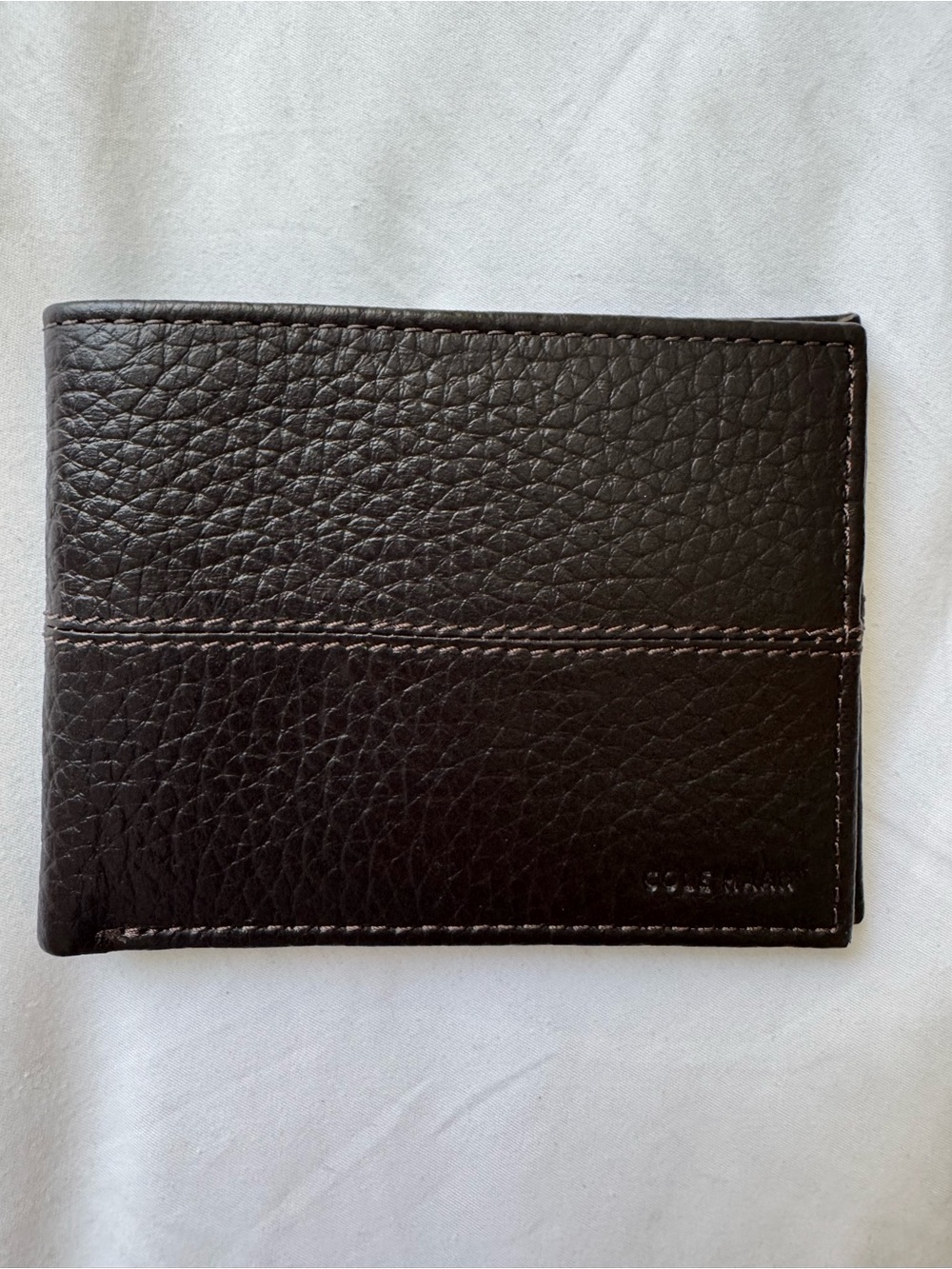 Cole Haan Dark Brown Pebble Leather Bifold Wallet